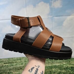 Torrid | Gladiator Style Faux Pebbled Leather Flatform Sandals SIZE 10.5WW